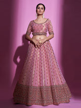 Load image into Gallery viewer, Pink Silk Blend Semi Stitched Lehenga With Unstitched Blouse Clothsvilla