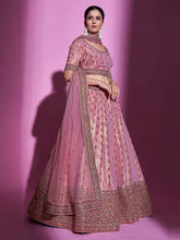 Load image into Gallery viewer, Pink Silk Blend Semi Stitched Lehenga With Unstitched Blouse Clothsvilla