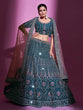 Load image into Gallery viewer, Teal Crepe Embroidered Semi Stitched Lehenga With Unstitched Blouse Clothsvilla