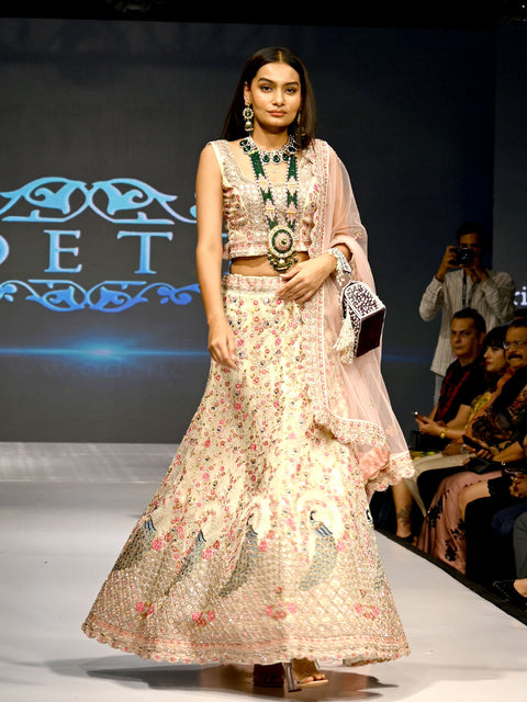 Multicolor Net Semi Stitched Lehenga With Unstitched Blouse Clothsvilla Main image
