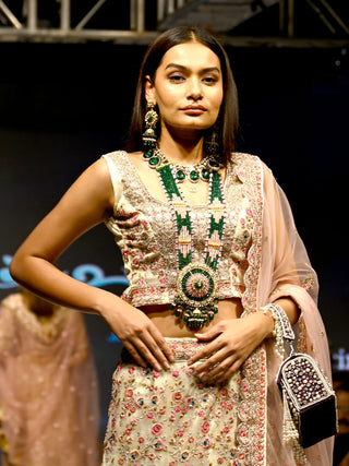 Multicolor Net Semi Stitched Lehenga With Unstitched Blouse Clothsvilla