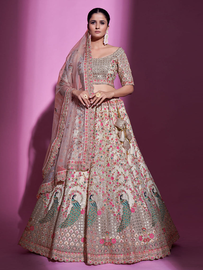 Multicolor Net Semi Stitched Lehenga With Unstitched Blouse Clothsvilla