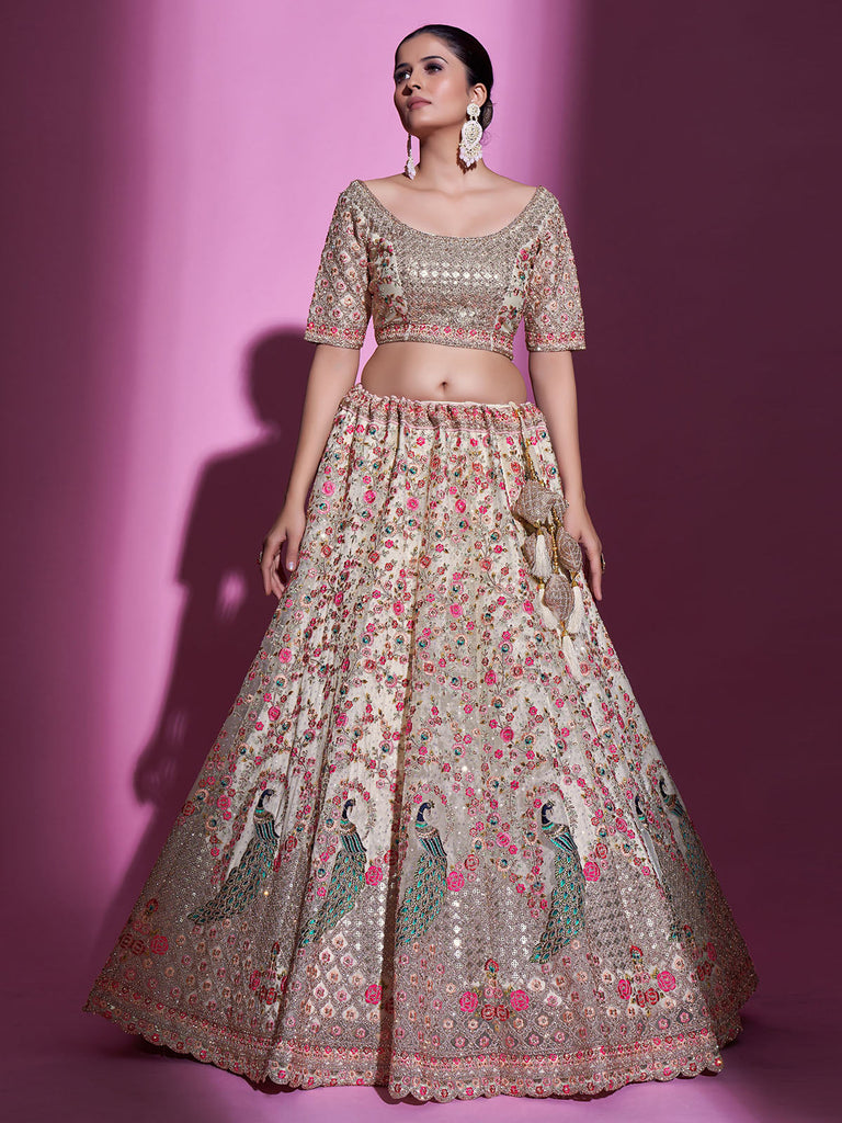 Multicolor Net Semi Stitched Lehenga With Unstitched Blouse Clothsvilla