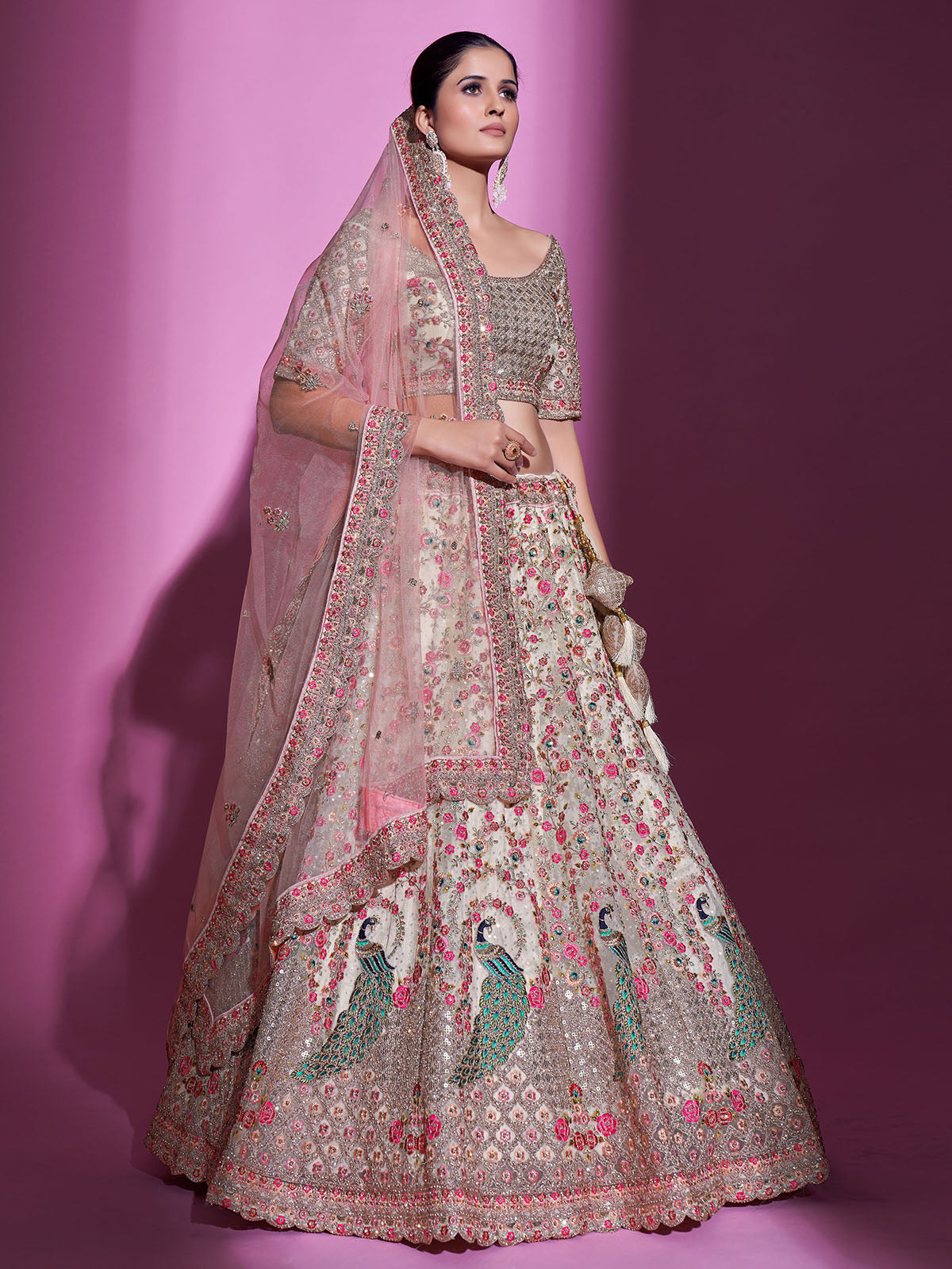Multicolor Net Semi Stitched Lehenga With Unstitched Blouse Clothsvilla