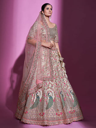 Multicolor Net Semi Stitched Lehenga With Unstitched Blouse Clothsvilla