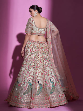 Multicolor Net Semi Stitched Lehenga With Unstitched Blouse Clothsvilla