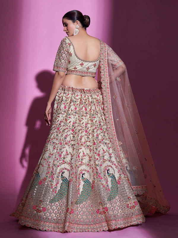 Multicolor Net Semi Stitched Lehenga With Unstitched Blouse Clothsvilla