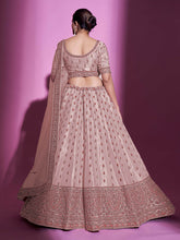 Load image into Gallery viewer, Peach Silk Blend Embroidered Semi Stitched Lehenga With Unstitched Blouse Clothsvilla
