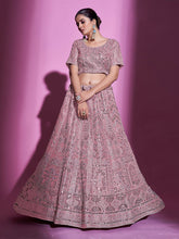 Load image into Gallery viewer, Pink Silk Blend Embroidered Semi Stitched Lehenga With Unstitched Blouse Clothsvilla