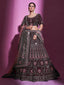 Violet Crepe Embroidered Semi Stitched Lehenga With Unstitched Blouse Clothsvilla