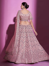 Load image into Gallery viewer, Pink Silk Blend Embroidered Semi Stitched Lehenga With Unstitched Blouse Clothsvilla