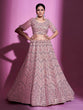 Load image into Gallery viewer, Pink Silk Blend Embroidered Semi Stitched Lehenga With Unstitched Blouse Clothsvilla