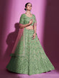 Load image into Gallery viewer, Green Silk Blend Embroidered Semi Stitched Lehenga With Unstitched Blouse Clothsvilla
