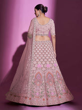 Load image into Gallery viewer, Peach Georgette Embroidered Semi Stitched Lehenga With Unstitched Blouse Clothsvilla