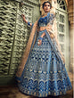 Load image into Gallery viewer, Blue Embroidered Velvet Semi Stitched Lehenga With Unstitched Blouse Clothsvilla