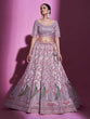 Load image into Gallery viewer, Purple Net Embroidered Semi Stitched Lehenga With Unstitched Blouse Clothsvilla