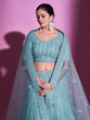 Load image into Gallery viewer, Blue Net Embroidered Semi Stitched Lehenga With Unstitched Blouse Clothsvilla
