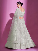 Load image into Gallery viewer, White Net Embroidered Semi Stitched Lehenga With Unstitched Blouse Clothsvilla