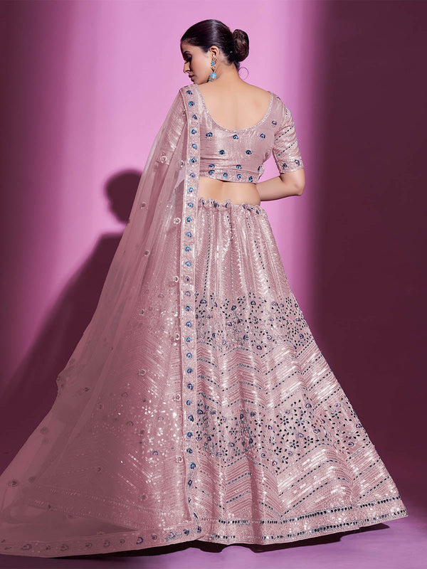 Peach Silk Blend Embroidered Semi Stitched Lehenga With Unstitched Blouse Clothsvilla