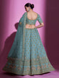 Load image into Gallery viewer, Sea Green Silk Blend Embroidered Semi Stitched Lehenga With Unstitched Blouse Clothsvilla