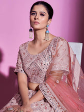 Load image into Gallery viewer, Peach Silk Blend Embroidered Semi Stitched Lehenga With Unstitched Blouse Clothsvilla