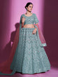 Load image into Gallery viewer, Blue Silk Blend Embroidered Semi Stitched Lehenga With Unstitched Blouse Clothsvilla