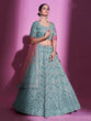Load image into Gallery viewer, Blue Silk Blend Embroidered Semi Stitched Lehenga With Unstitched Blouse Clothsvilla