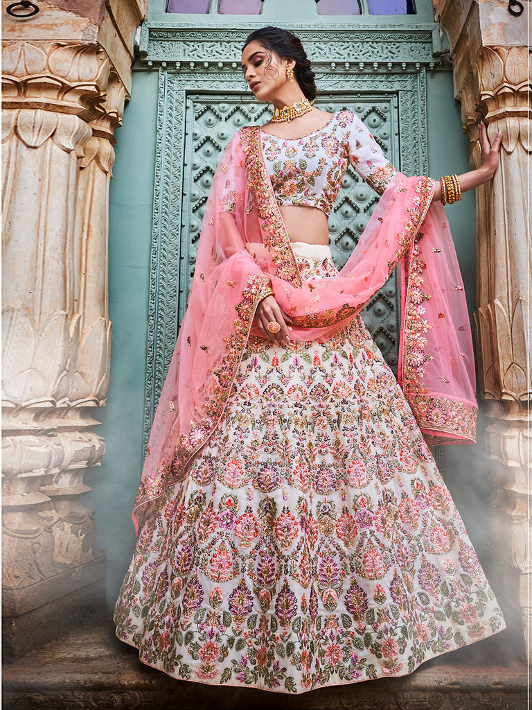 Multicolor Georgette Semi Stitched Lehenga With Unstitched Blouse Clothsvilla