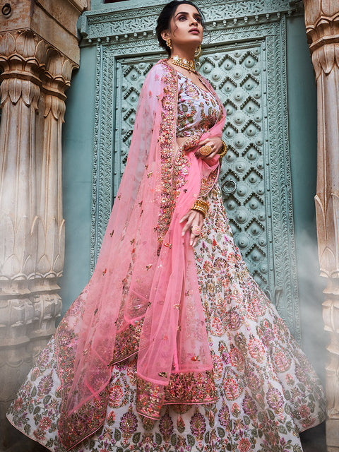 Multicolor Georgette Semi Stitched Lehenga With Unstitched Blouse Clothsvilla Main image