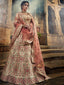 Peach Art Silk Semi Stitched Lehenga With Unstitched Blouse Clothsvilla