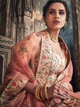 Load image into Gallery viewer, Peach Art Silk Semi Stitched Lehenga With Unstitched Blouse Clothsvilla