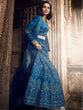 Load image into Gallery viewer, Dark Blue Embroidered Art Silk Semi Stitched Lehenga With Unstitched Blouse Clothsvilla