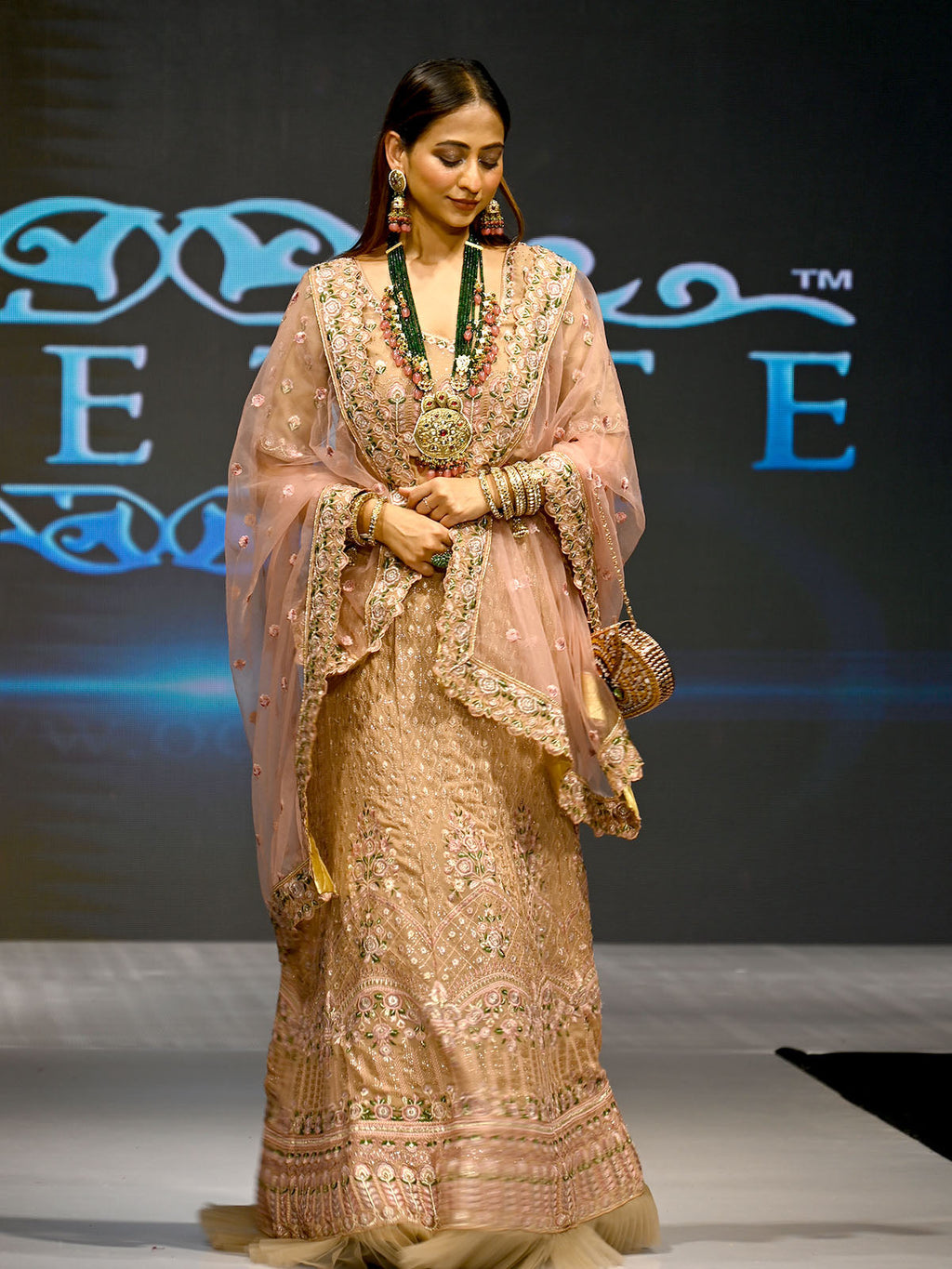 Peach Georgette Semi Stitched Lehenga With Unstitched Blouse Clothsvilla