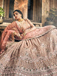Load image into Gallery viewer, Peach Georgette Semi Stitched Lehenga With Unstitched Blouse Clothsvilla