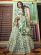 Load image into Gallery viewer, Sea Green Net Semi Stitched Lehenga With Unstitched Blouse Clothsvilla