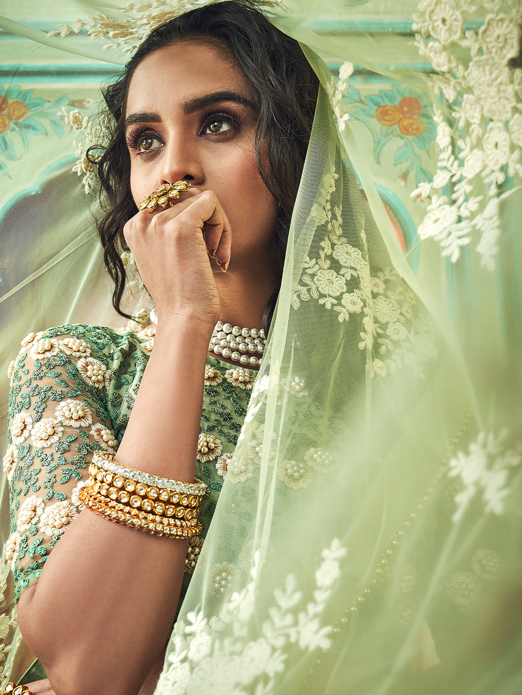 Sea Green Net Semi Stitched Lehenga With Unstitched Blouse Clothsvilla