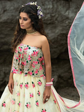 Load image into Gallery viewer, Designer White Semi Stitched Lehenga With  Unstitched Blouse Clothsvilla