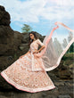 Load image into Gallery viewer, Peach Soft Net Sequins Semi Stitched Lehenga With Unstitched Blouse Clothsvilla