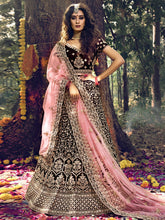 Load image into Gallery viewer, Maroon Pure Velvet Semi Stitched Lehenga With  Unstitched Blouse Clothsvilla