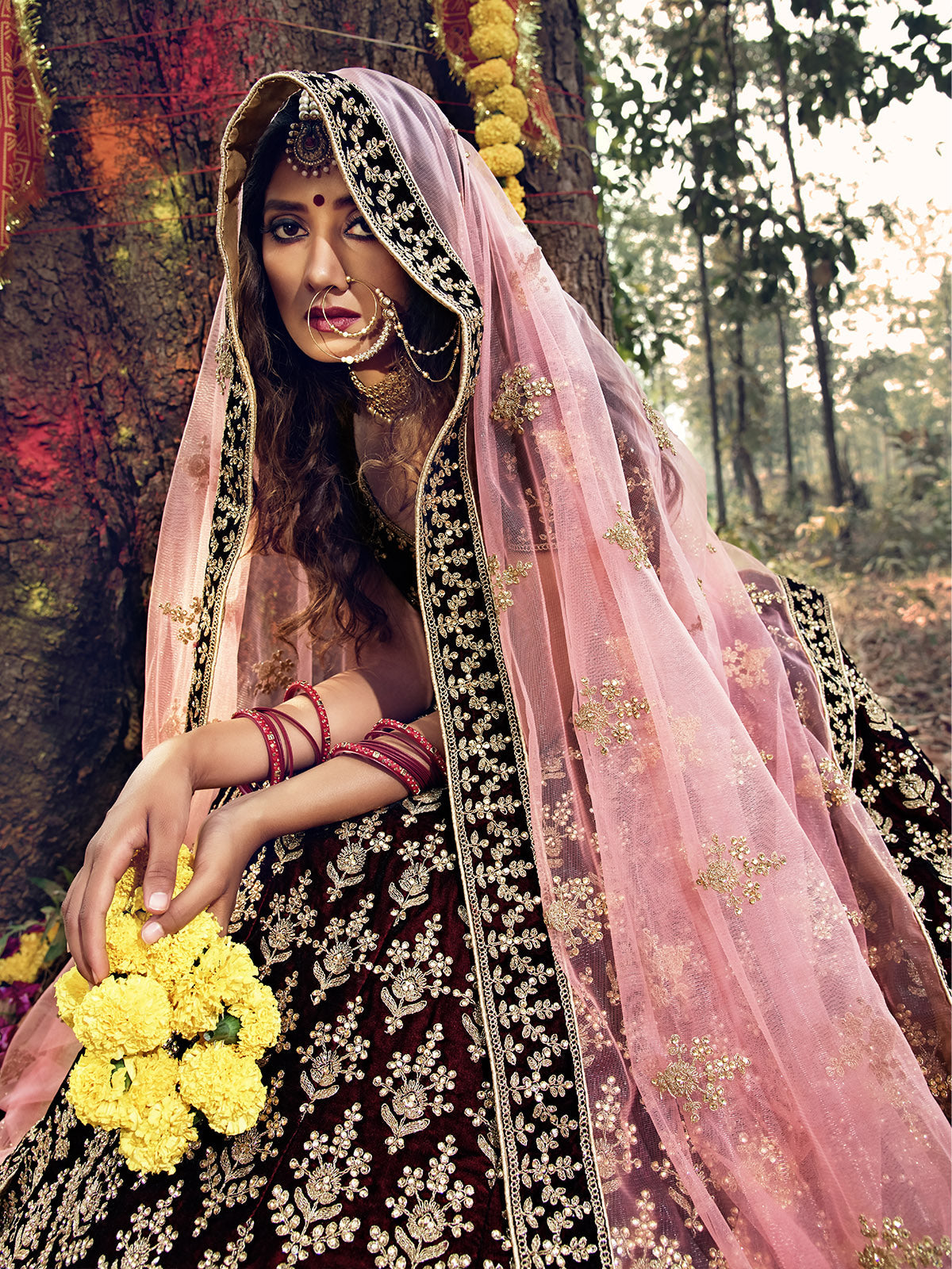 Maroon  Semi Stitched Lehenga With  Unstitched Blouse With Mirror Work Clothsvilla
