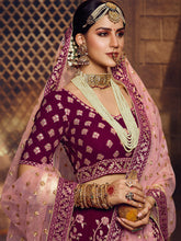 Load image into Gallery viewer, Purple Embroidered Georgette Semi Stitched Lehenga With Unstitched Blouse Clothsvilla