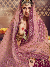 Load image into Gallery viewer, Purple Embroidered Georgette Semi Stitched Lehenga With Unstitched Blouse Clothsvilla