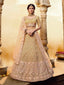 Gold Embroidered Soft Net Semi Stitched Lehenga With Unstitched Blouse Clothsvilla