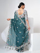 Load image into Gallery viewer, Blue Organza Saree With Unstitched Blouse Clothsvilla