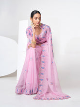 Load image into Gallery viewer, Pink Organza Saree With Unstitched Blouse Clothsvilla