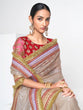 Load image into Gallery viewer, Beige Organza Saree With Unstitched Blouse Clothsvilla