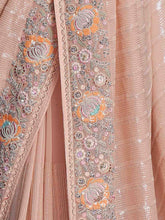 Load image into Gallery viewer, Peach Georgette Embroidered Saree With Unstitched Blouse Clothsvilla