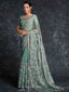 Green Organza Embroidered Saree With Unstitched Blouse Clothsvilla