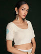 Load image into Gallery viewer, Classic White Georgette Embroidered Saree With Unstitched Blouse Clothsvilla