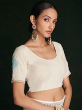Load image into Gallery viewer, Classic White Georgette Embroidered Saree With Unstitched Blouse Clothsvilla